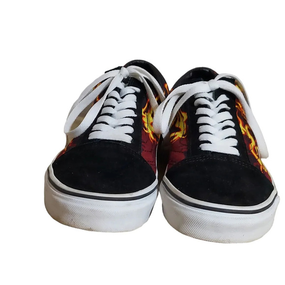 Van's Samurai Rising Old Skool Suede Canvas Black Red Yellow Flames Sneaker - Picture 6 of 15